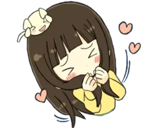 😍 คาวาอิ, น่ารัก, จิบิ, อนิเมะ, ผู้หญิง, หมา, หัวใจ telegram sticker