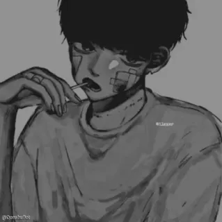 🗿 garçon, sucette, pansements, croquis, dessin, art, niveaux de gris whatsapp sticker
