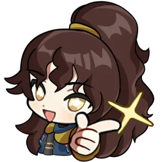 🤩 อนิเมะ, การ์ตูน, ตัวละคร, ผู้หญิง, ชี้, ดาว telegram sticker