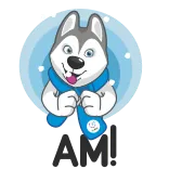 😋 Husky, Hond, Sjaal, Winter, Dier, Cartoon telegram sticker