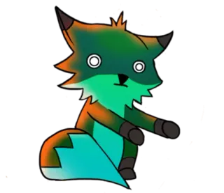 😈 renard, dessin animé, animal, vert, orange whatsapp sticker