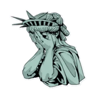 😞 Statue of Liberty 自由の女神, 悲しい, 泣く, 顔を覆う, 象徴的なランドマーク, アメリカの象徴 whatsapp sticker