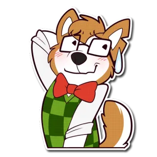 🙄 antropomórfico, perro, nerd, lindo, gafas, pajarita telegram sticker