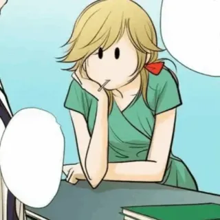 🍘 女の子, 金髪, 赤いリボン, ロリポップ, 寄りかかり, 漫画, キャラクター telegram sticker