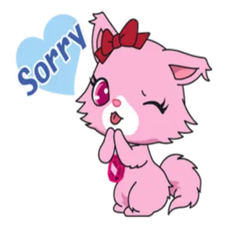 🙏 Sorry Entschuldigung, süß, Katze, entschuldigt, Cartoon, rosa, kawaii whatsapp sticker