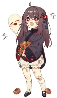 🌸 Hu Tao Genshin Impact anime, carino, ragazza, fantasma, cappello telegram sticker