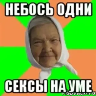 🦌 Babushka Internet Meme НЕБОСЬ ОДНИ СЕКСЫ НА УМЕ telegram sticker