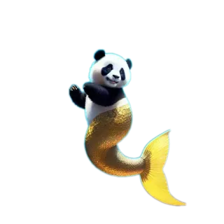 🌊 Panda, Sirena, Fantasía, Animal, Híbrido, Pez, Lindo, Dibujos animados whatsapp sticker