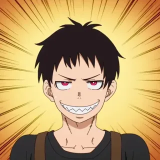 🔥 Shinra Kusakabe Fire Force Anime, Fire Force, Shinra Kusakabe, Personagem, Mangá, Menino, Sorriso, Sorriso malicioso telegram sticker