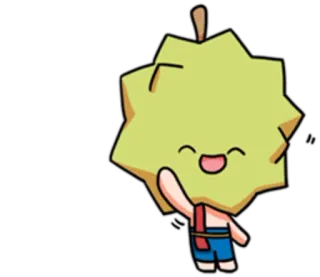 🙋 Durian, owoc, kreskówka, uroczy, machający, postać telegram sticker