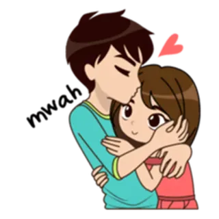 💑 amor, pareja, abrazo, dibujos animados, afecto, romance telegram sticker