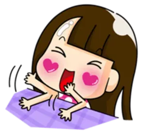 😆 cartoon, girl, happy, cute, heart eyes whatsapp sticker