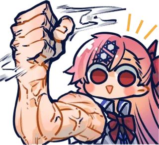 💪 Anime, Mädchen, Muskeln, Stark, Süß, Kawaii whatsapp sticker