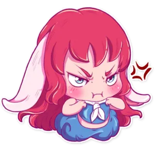 😠 desenho animado, brava, menina, chibi, anime, adesivo telegram sticker