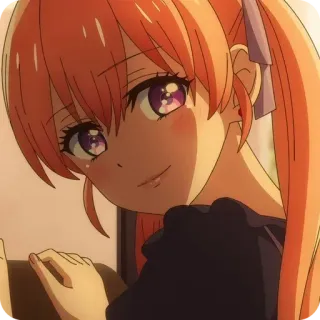 🥹 anime, dziewczyna, uśmiechnięta, słodka, rude włosy telegram sticker