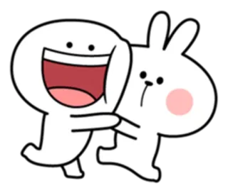 😍 Cartoon, Sticker, Hase, Umarmung, Glücklich, Süß telegram sticker