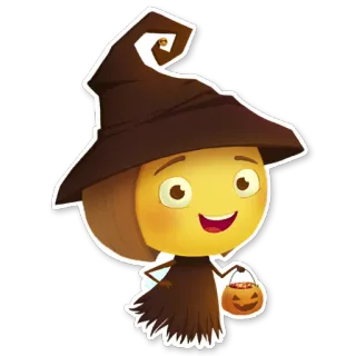 🎃 魔女, ハロウィン, 絵文字, 漫画, ステッカー, トリックオアトリート telegram sticker