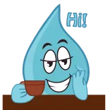 🤗 Hi! капля воды, мультфильм, приветствие, милый, дружелюбный telegram sticker