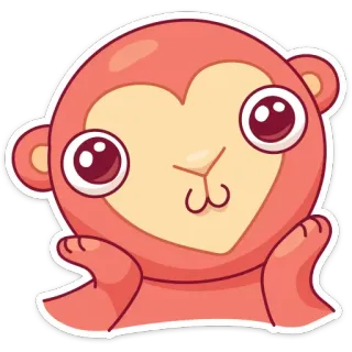 🤩 원숭이, 귀여운, 동물, 만화, 스티커, 달콤한, 하트, 사랑스러운 telegram sticker