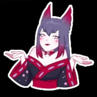 🤷‍♀️ Anime, Renard, Fille, Oreilles, Mignon, Personnage, Pose, Haussement d'épaules telegram sticker
