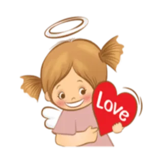 ❤️ Love Engel, Liebe, Herz, Süß, Halo, Cartoon, Aufkleber whatsapp sticker