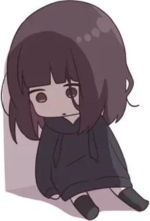 😶 Мультфильм, Аниме, Девушка, Грустно, Чиби telegram sticker