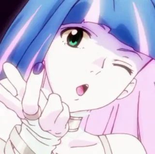 😘 anime, personagem, desenho animado, menina, sinal de paz, dedo do meio telegram sticker