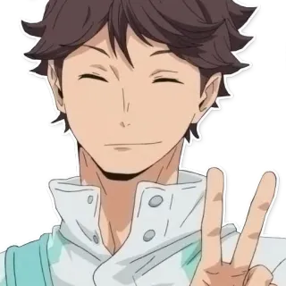 ✌ Tooru Oikawa Haikyuu Аниме, Манга, Персонаж, Мир, Счастье, Улыбка telegram sticker