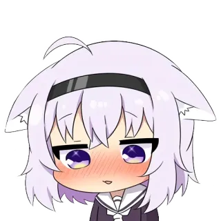 😳 Anime, Mangá, Kawaii, Chibi, Fofo, Cabelo Roxo, Orelhas de Gato telegram sticker