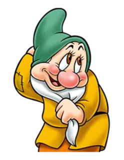☺️ Dopey Snow White and the Seven Dwarfs cartoon, dwarf, disney, happy, sleepy telegram sticker