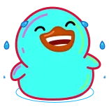😂 vịt, hoạt hình, dễ thương, biểu tượng cảm xúc, vui vẻ, xanh dương telegram sticker