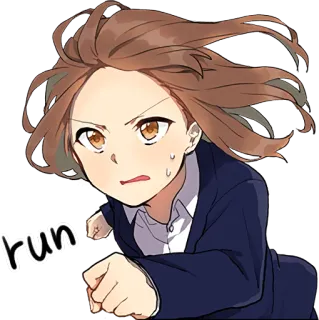 🏃‍♀️ run correr, anime, chica, dibujos animados, movimiento, prisa whatsapp sticker
