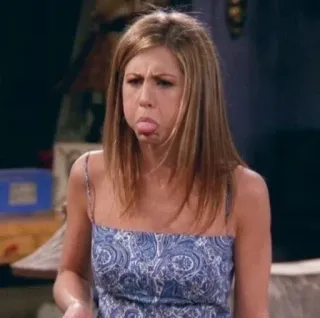😝 Rachel Green Friends tv serie, Friends, Rachel Green, grappig gezicht, uitdrukking, portret, vrouw, dwaas telegram sticker