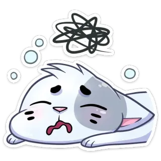 😫 Katze, traurig, deprimiert, Stimmung, verärgert, gestresst, wirre Gedanken whatsapp sticker