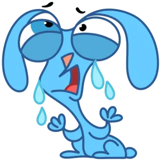😭 llorar, triste, conejo, azul, dibujos animados, lágrimas, emociones telegram sticker