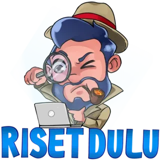 🔬 RISET DULU detetive, lupa, pesquisa, investigação, computador, cachimbo telegram sticker