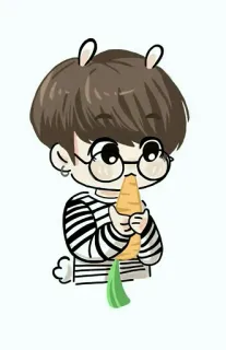 🥕 kreskówka, królik, marchewka, słodki, okulary, chibi, anime, kpop telegram sticker