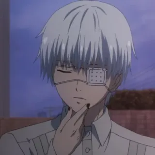 🎩 Ken Kaneki Tokyo Ghoul Anime, Kaneki Ken, Tokyo Ghoul, Ghoul, Personaggio anime, Capelli bianchi, Patch telegram sticker