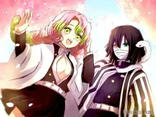 ❤️ Mitsuri Kanroji, Obanai Iguro Demon Slayer Anime, Demon Slayer, Mitsuri Kanroji, Obanai Iguro, Karakter telegram sticker