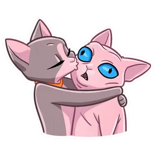 😘 kot, całowanie, kreskówka, sfinks, miłość, zwierzęta whatsapp sticker