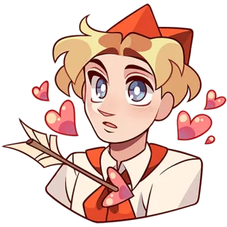 🥰 cartoon, heart, love, cupid, arrow, cute, romantic, boy telegram sticker