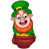 🤑 leprechaun, pot of gold, cartoon, Irish, St. Patrick's Day telegram sticker