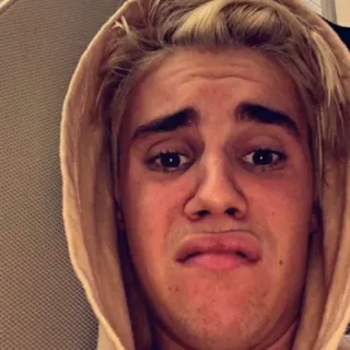 😟 Justin Bieber 有名人, 歌手, ポートレート, パーカー, 表情, 面白い telegram sticker