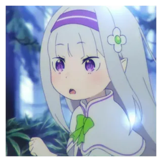 🏩 Emilia Re:Zero Anime, Dibujos animados, Elfo, Chica, Lindo, Fantasía whatsapp sticker