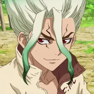🔬 Ishigami Senku Dr. Stone Аниме, Ученый, Изобретатель, Зеленые волосы, Манга whatsapp sticker
