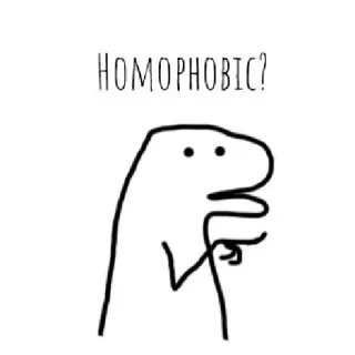 ☁️ HOMOPHOBIC? homophobie, question, dinosaure, mème, offensant, insulte telegram sticker