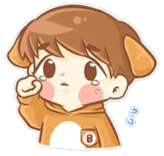 😭 เด็กผู้ชาย, เศร้า, ร้องไห้, อนิเมะ, การ์ตูน, ลูกสุนัข, สุนัข, น้ำตา, อารมณ์ telegram sticker