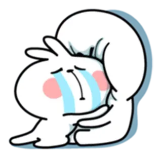 😭 triste, llorando, dibujos animados, conejo, emociones telegram sticker