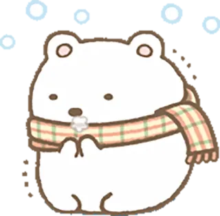 ☃ animal, bear, cute, scarf, winter, snow, kawaii whatsapp sticker