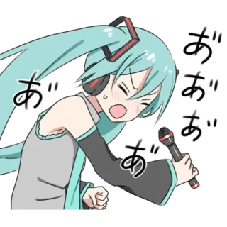 🎤 Hatsune Miku あ Anime, Mangá, Vocaloid, Hatsune Miku, Canto, Kawaii, Fofo, Microfone whatsapp sticker